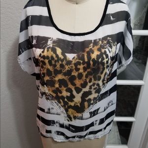 Cheetah And stripes Chiffon and Jersey tee
